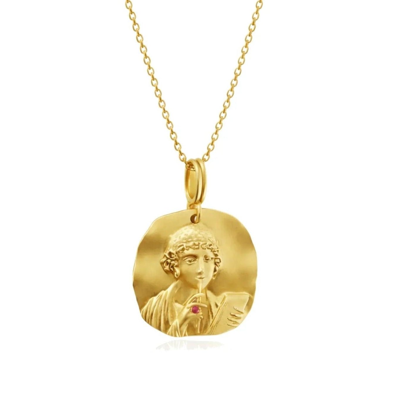Sappho The Poetess Gold Vermeil Medallion Necklace - ORMIRO