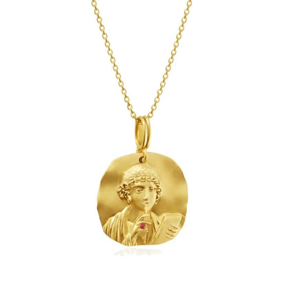 Sappho The Poetess Gold Vermeil Medallion Necklace - ORMIRO