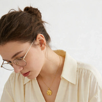 Sappho The Poetess Gold Vermeil Medallion Necklace - ORMIRO