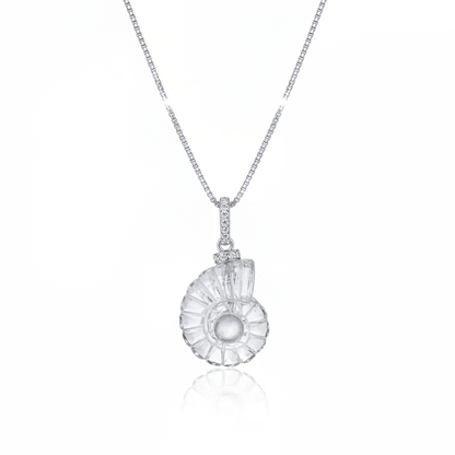 SeaDream Crystal & Moonstone Shell Silver Pendant - ORMIRO