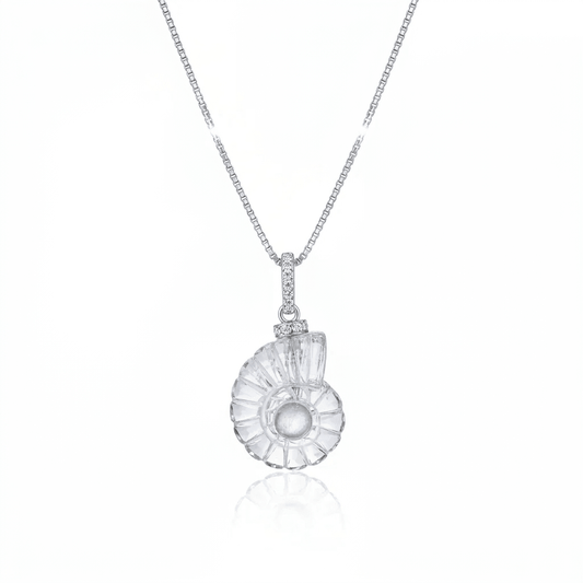 SeaDream Crystal & Moonstone Shell Silver Pendant - ORMIRO