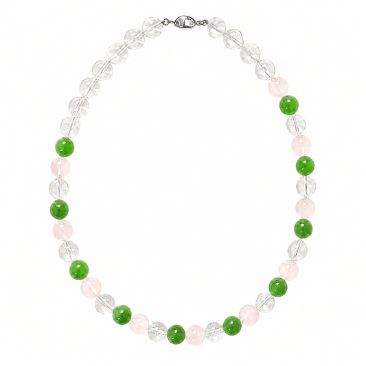 Secret Garden Rose Quartz & Crystal Beaded Necklace - ORMIRO