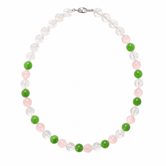Secret Garden Rose Quartz & Crystal Beaded Necklace - ORMIRO