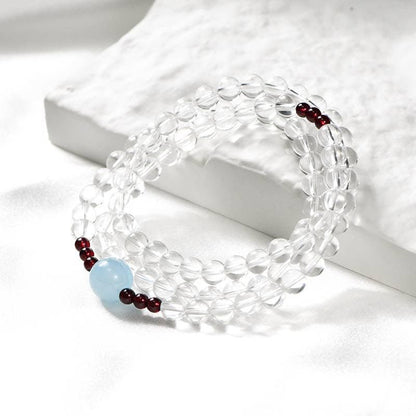 Sedna Clear Quartz, Aquamarine & Garnet Wrap Bracelet - ORMIRO