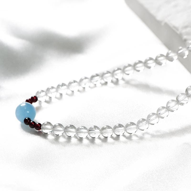 Sedna Clear Quartz, Aquamarine & Garnet Wrap Bracelet - ORMIRO