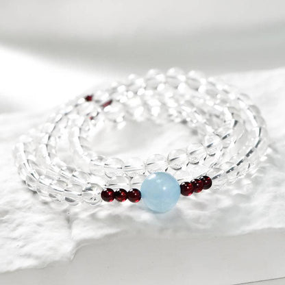 Sedna Clear Quartz, Aquamarine & Garnet Wrap Bracelet - ORMIRO