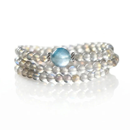 Selene Gray Moonstone & Aquamarine Wrap Bracelet - ORMIRO
