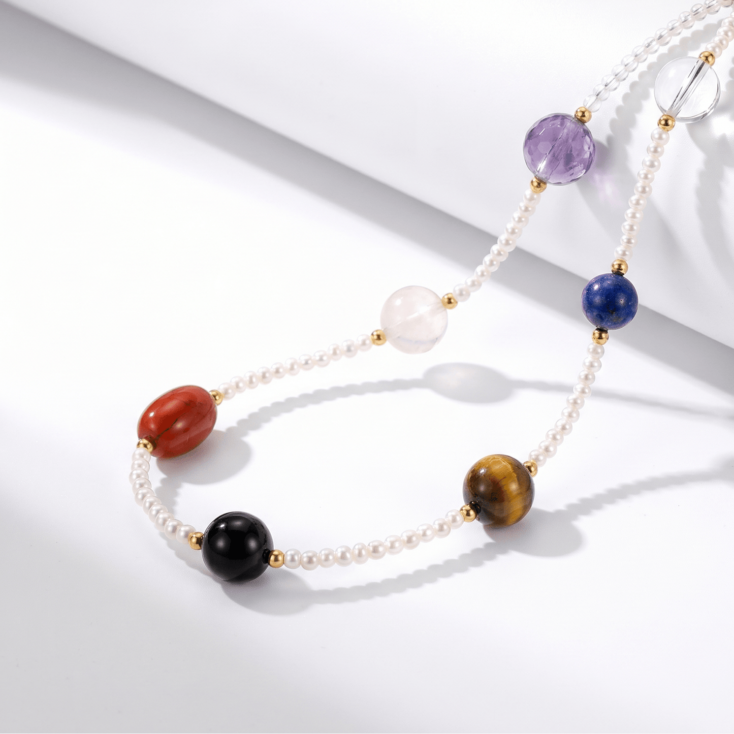 Seven Chakras Multi-Gemstone Crystal Phone Strap Wristlet Lanyard - ORMIRO