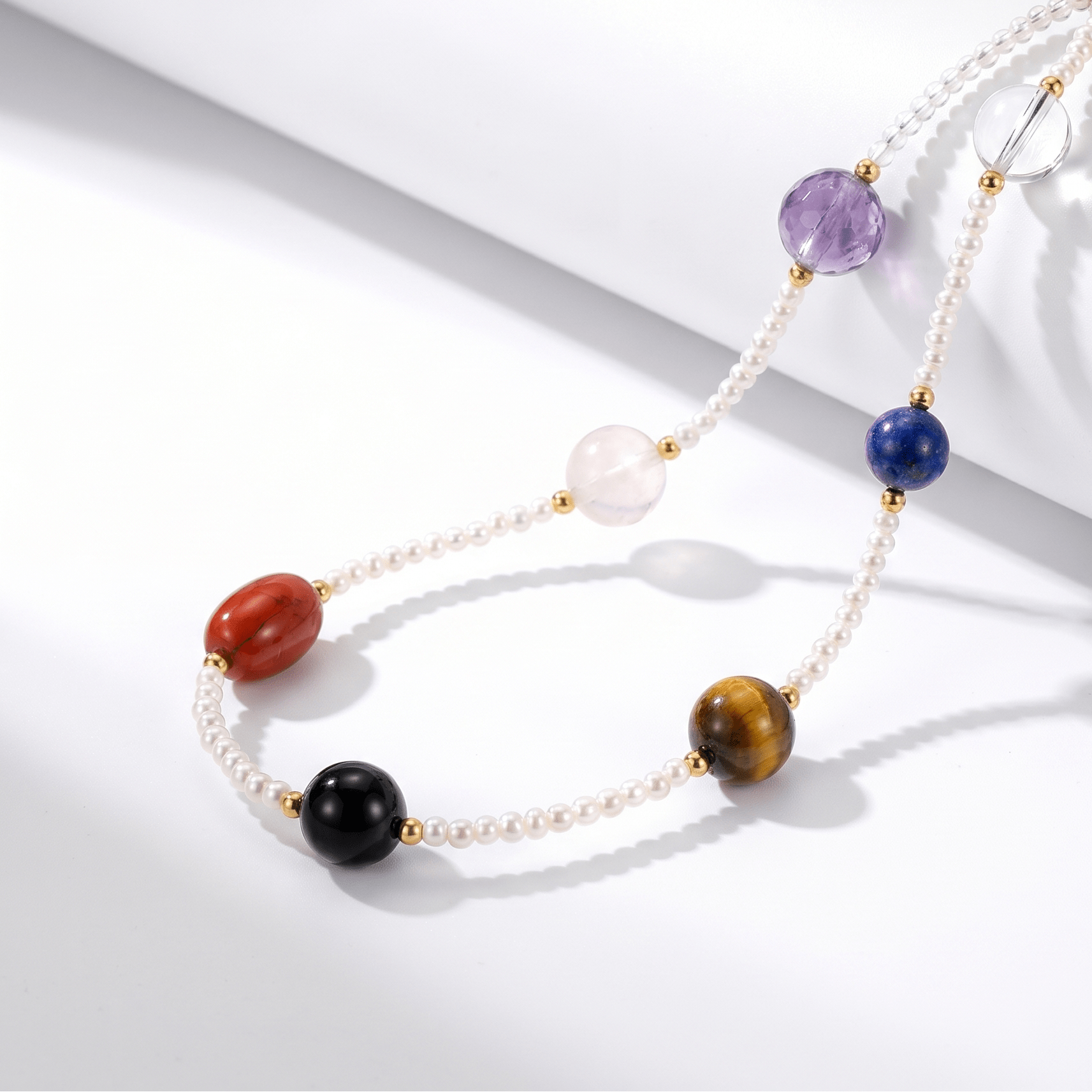 Seven Chakras Multi-Gemstone Crystal Phone Strap Wristlet Lanyard - ORMIRO