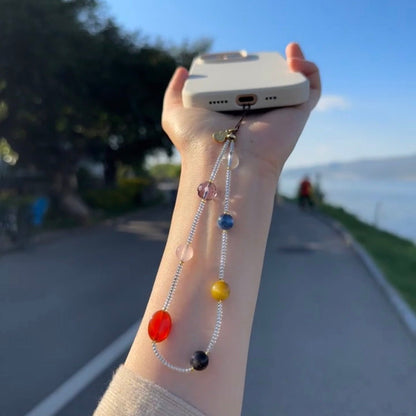 Seven Chakras Multi-Gemstone Crystal Phone Strap Wristlet Lanyard - ORMIRO