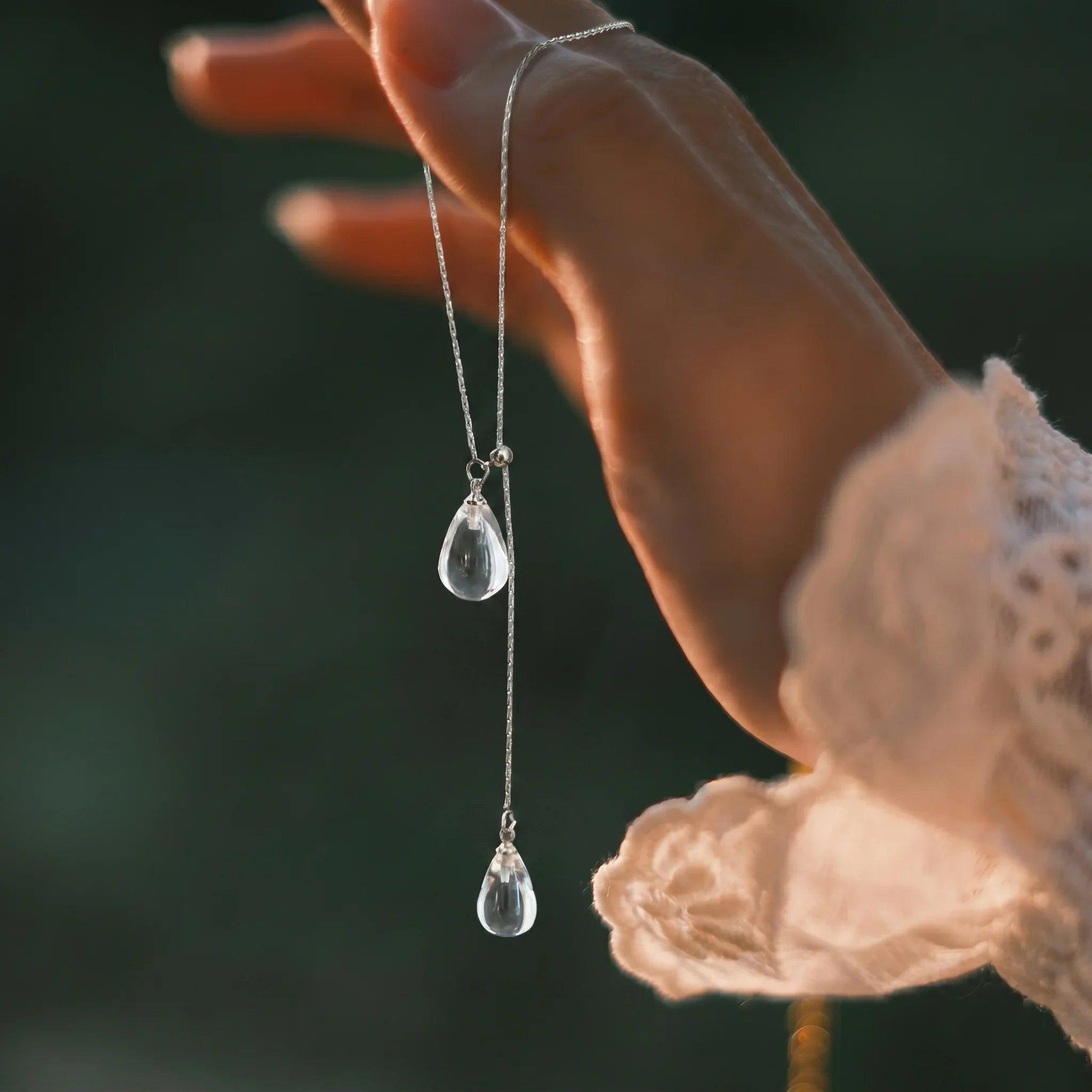 Silver Rain Lariat Necklace - ORMIRO