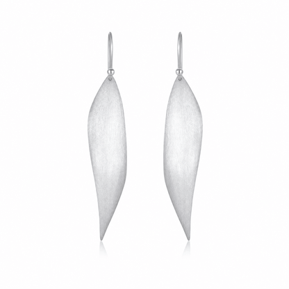 Silver Wind Leaf Drop Earrings - ORMIRO