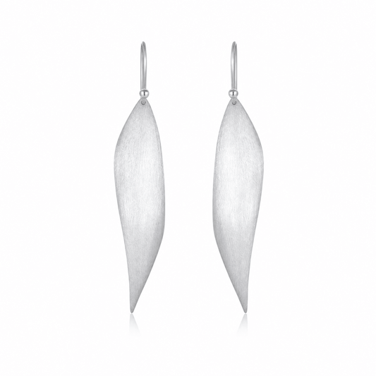 Silver Wind Leaf Drop Earrings - ORMIRO