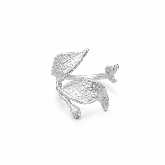Silver Wind Leaf Sterling Silver Ring - ORMIRO