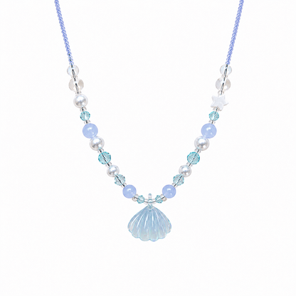 Star & Shell Aquamarine Beaded Necklace - ORMIRO