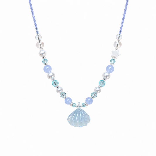 Star & Shell Aquamarine Beaded Necklace - ORMIRO