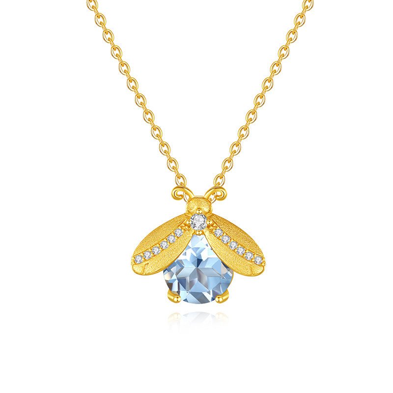 Summer Firefly Blue Topaz Gold Vermeil Necklace - ORMIRO