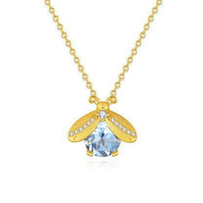 Summer Firefly Blue Topaz Gold Vermeil Necklace - ORMIRO