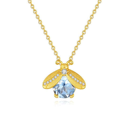 Summer Firefly Blue Topaz Gold Vermeil Necklace - ORMIRO