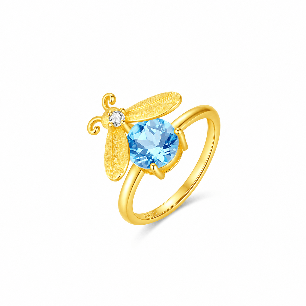 Summer Firefly Blue Topaz Gold Vermeil Ring - ORMIRO