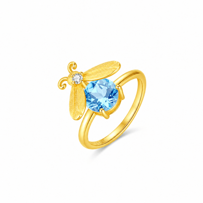 Summer Firefly Blue Topaz Gold Vermeil Ring - ORMIRO
