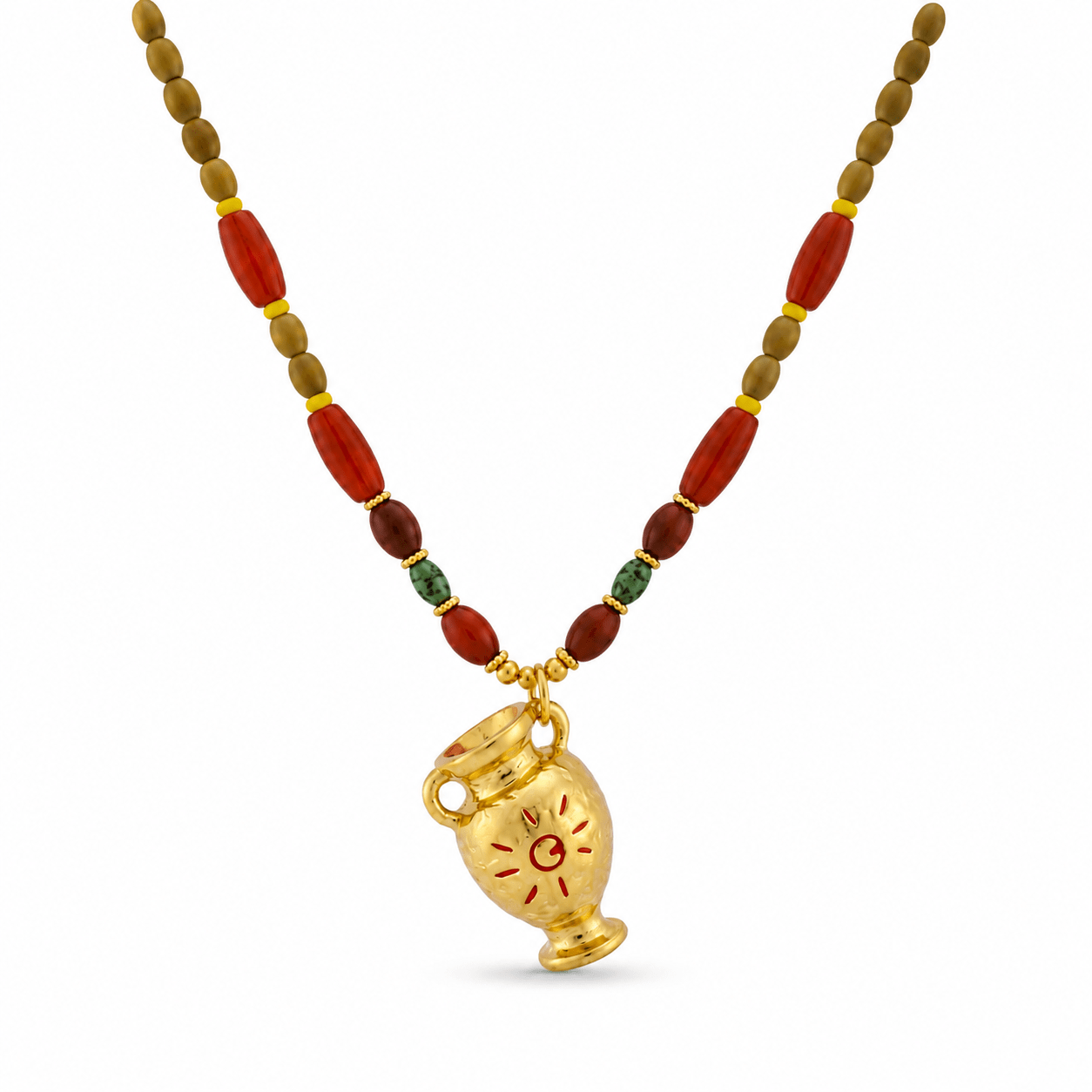Sunkeeper Amphora Carnelian Beaded Necklace - ORMIRO