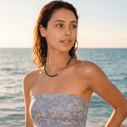 Sylva Green Chardonnay Beaded Necklace - ORMIRO