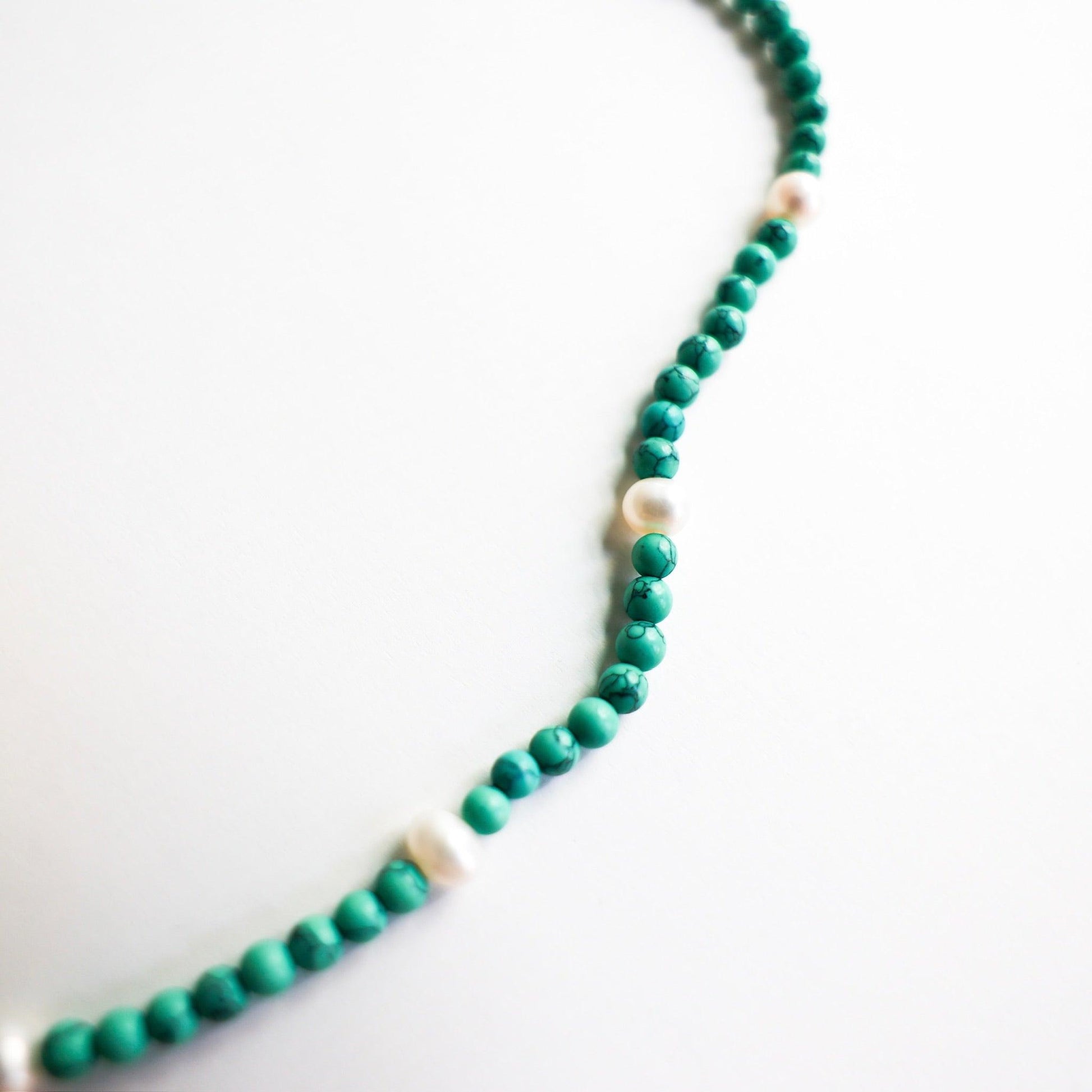 Tara Turquoise & Pearl Beaded Necklace - ORMIRO