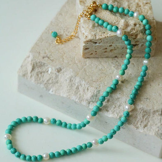 Tara Turquoise & Pearl Necklace - ORMIRO