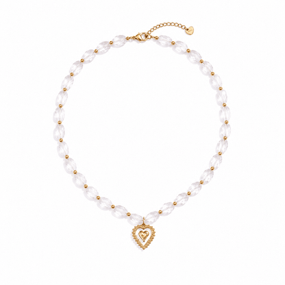 Telos Heart Clear Quartz Beaded Necklace - ORMIRO