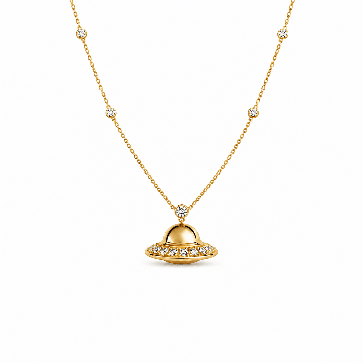 UFO Necklace in 14K Solid Gold and Diamonds - ORMIRO