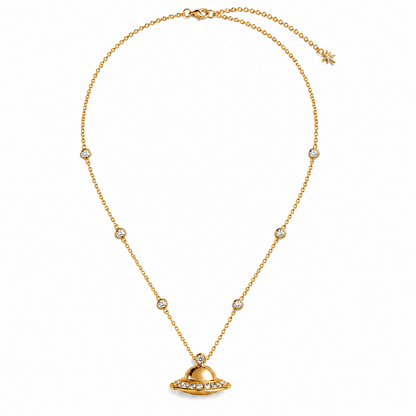 UFO Necklace in 14K Solid Gold and Diamonds - ORMIRO