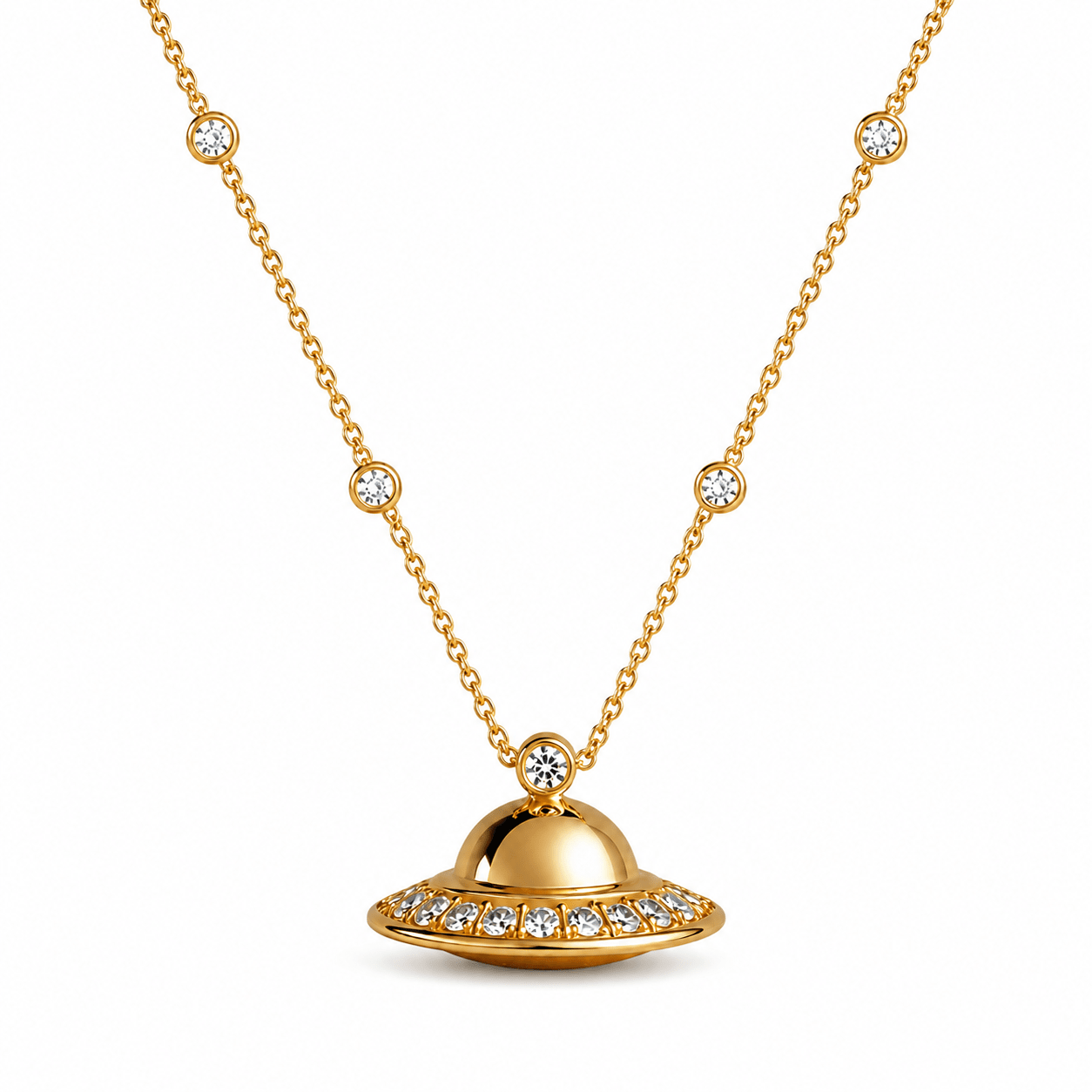 UFO Necklace in 14K Solid Gold and Diamonds - ORMIRO