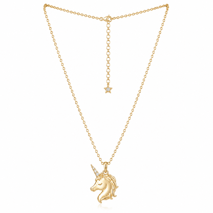 Unicorn Necklace in 14K Solid Gold and Diamonds - ORMIRO