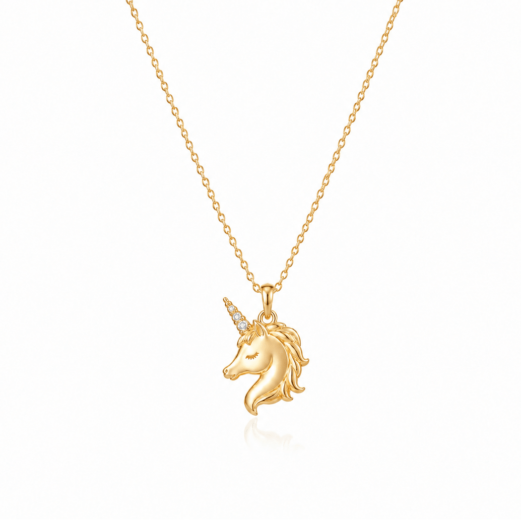 Unicorn Necklace in 14K Solid Gold and Diamonds - ORMIRO