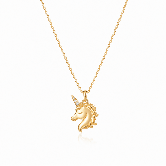 Unicorn Necklace in 14K Solid Gold and Diamonds - ORMIRO