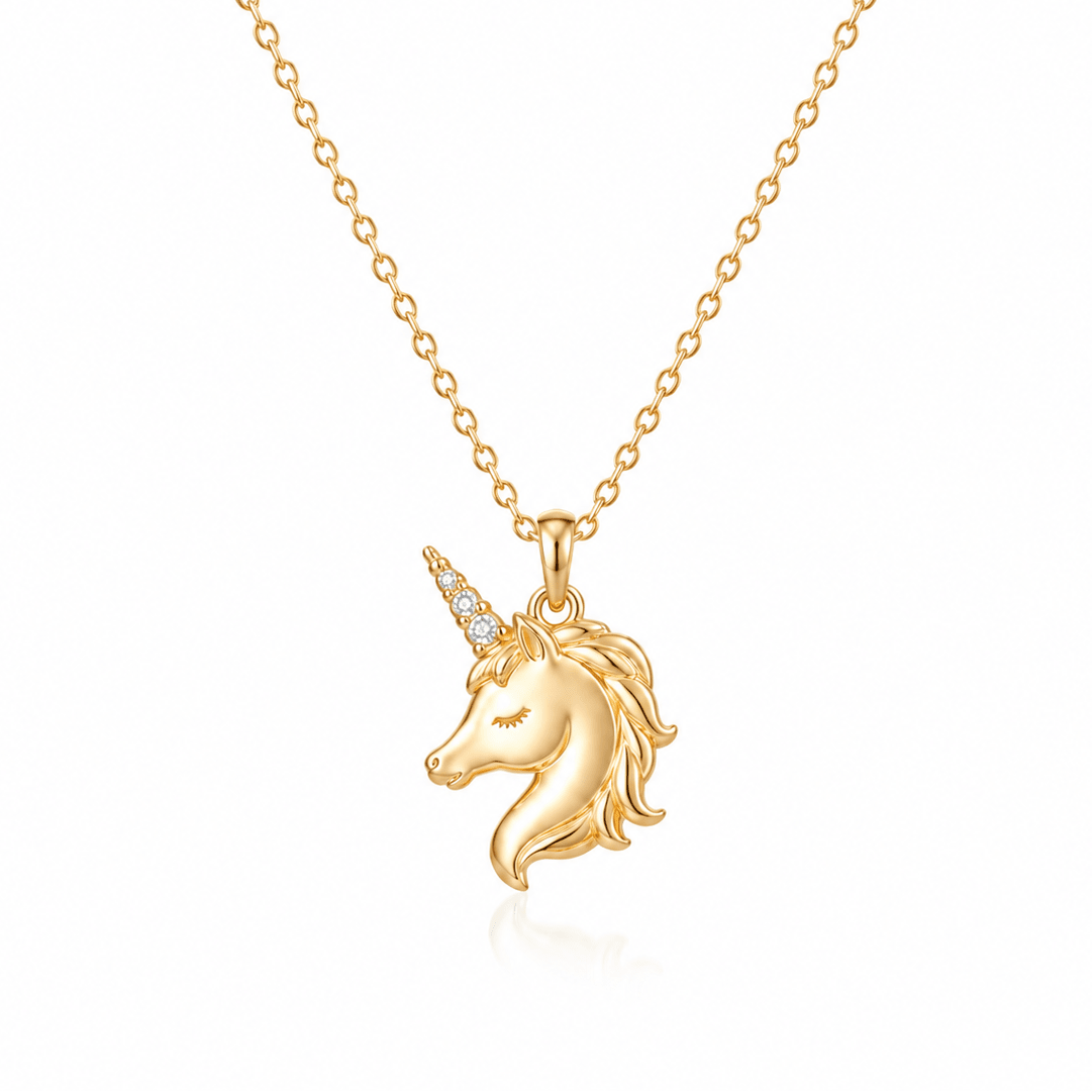 Unicorn Necklace in 14K Solid Gold and Diamonds - ORMIRO