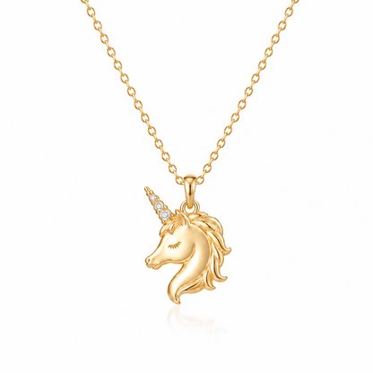 Unicorn Necklace in 14K Solid Gold and Diamonds - ORMIRO