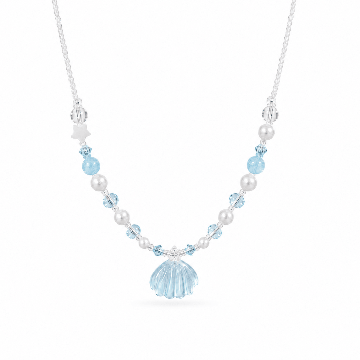 Venus Aquamarine Shell Beaded Necklace - ORMIRO
