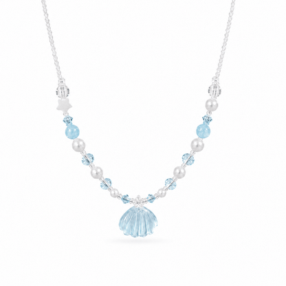 Venus Aquamarine Shell Beaded Necklace - ORMIRO
