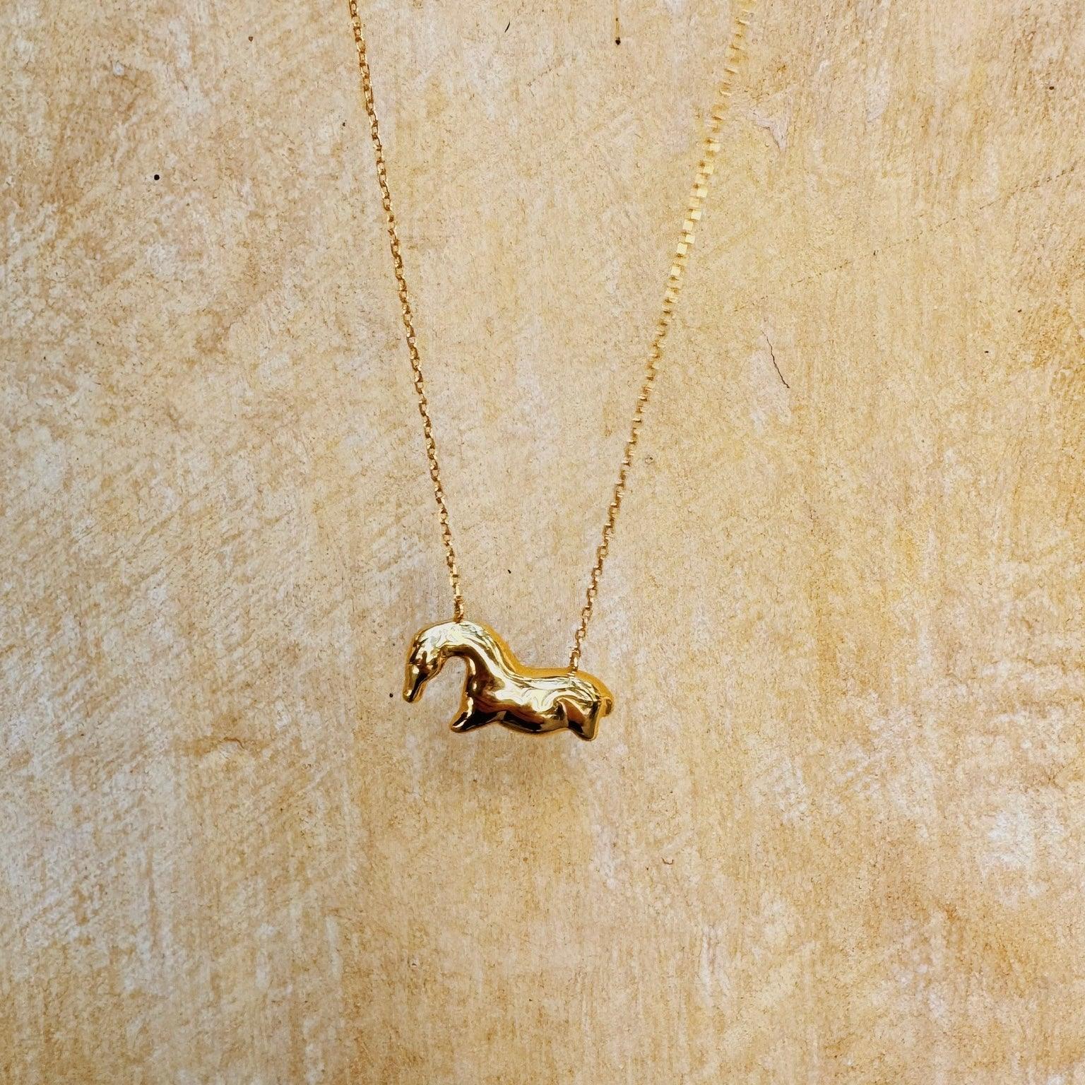 Buy 14K Gold Horse Pendant, Dainty Gold Necklace, Minimalist Gift for Her,  Good Luck Symbol, Lucky Charm, Graduation Gift, Solid Gold Necklace Online  in India - Etsy