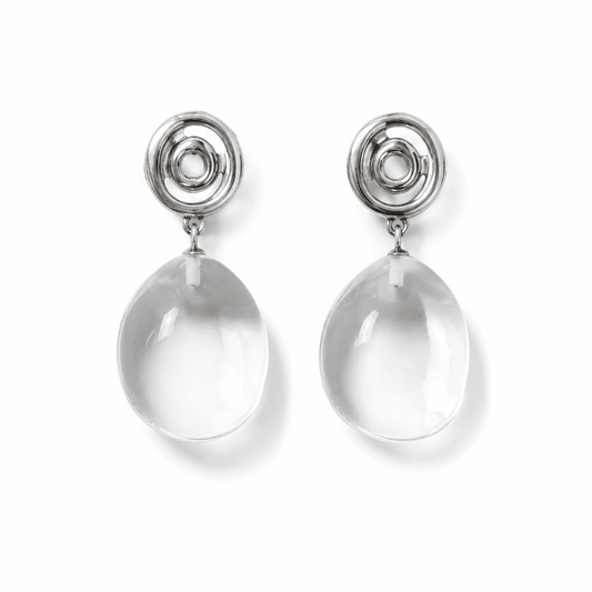 Vortex Clear Quartz Crystal Spiral Earrings - ORMIRO