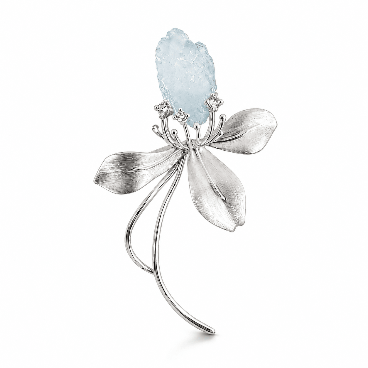 Wild Iris Silver & Aquamarine Brooch - ORMIRO