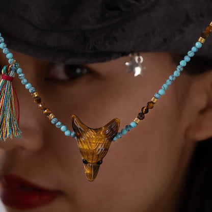 Wild Spirit Wolf Gemstone Necklace - ORMIRO