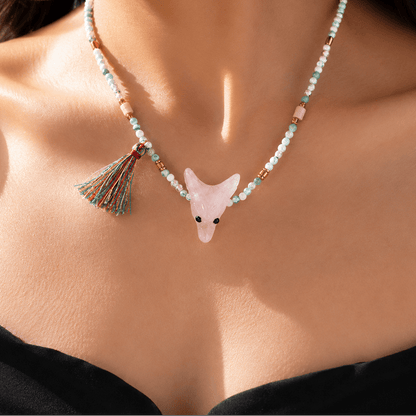Wild Spirit Wolf Gemstone Necklace - ORMIRO