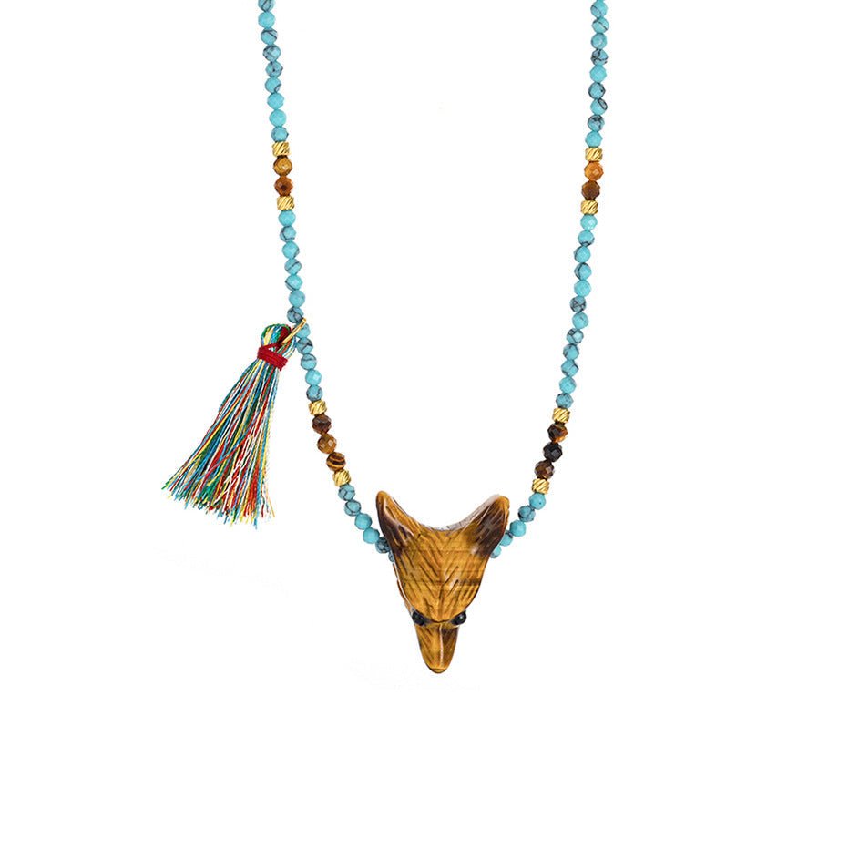 Wild Spirit Wolf Gemstone Necklace - ORMIRO