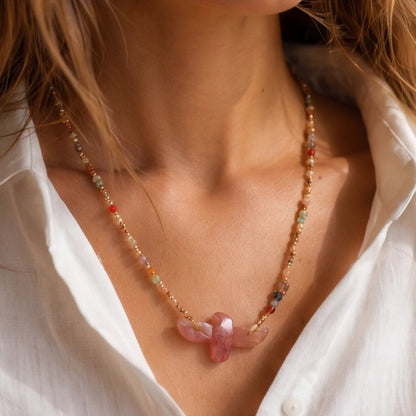 Wildwing Strawberry Quartz Eagle Necklace - ORMIRO