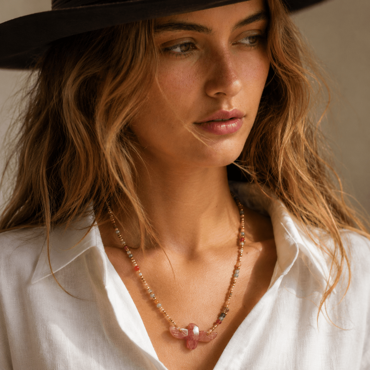 Wildwing Strawberry Quartz Eagle Necklace - ORMIRO