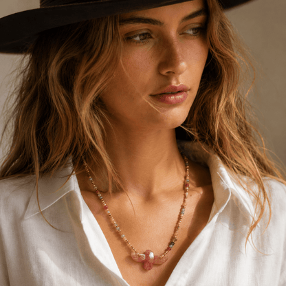 Wildwing Strawberry Quartz Eagle Necklace - ORMIRO