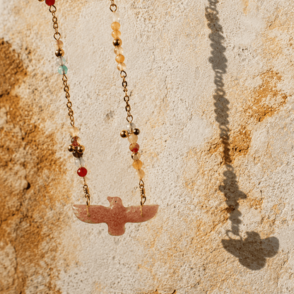 Wildwing Strawberry Quartz Eagle Necklace - ORMIRO